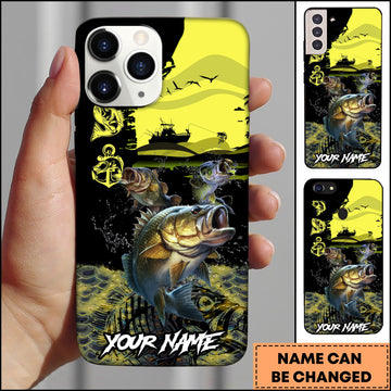 Joycorners Fishing Black Silhouette Personalized Name 3D Phone Case (10 Fish Species)