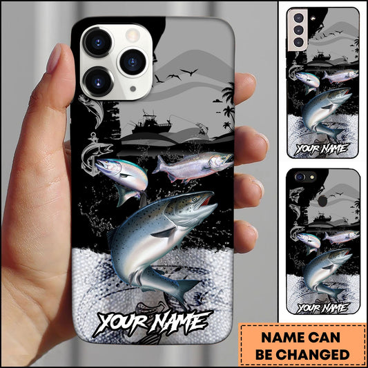 Joycorners Fishing Black Silhouette Personalized Name 3D Phone Case (10 Fish Species)