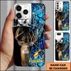 Joycorners Hunting Phone Case Whitetail Deer Lightning Split Forest Camo Art Personalized Name Phone Case | Blue