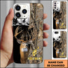 Joycorners Hunting Phone Case Whitetail Deer Lightning Split Forest Camo Art Personalized Name Phone Case | Grass Brown