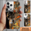Joycorners Hunting Phone Case Whitetail Deer Lightning Split Forest Camo Art Personalized Name Phone Case | Orange