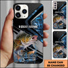 Joycorners Fishing Blue Smoke Splash Tech Style Personalized Name Phone Case (10 Fish Species)