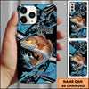 Joycorners Fishing Blue Grunge Paint Splash Dynamic Art Personalized Name Phone Case (10 Fish Species)