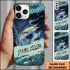 Joycorners Fishing Teal Honeycomb Water Burst Personalized Name Phone Case (10 Fish Species)