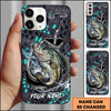 Joycorners Fishing Hexagon Tech Pattern Hook Icon Water Splash Personalized Name Phone Case (10 Fish Species)