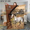 Joycorners Horse Running in Rustic Farm Landscape Leather Patch Style Personalized Name 3D Blanket (8 Breeds)