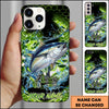 Joycorners Fishing Neon Green Honeycomb Water Splash Personalized Name Phone Case (10 Fish Species)