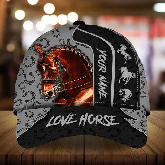 Personalized multicolor unique love horse horseshoes pattern cap