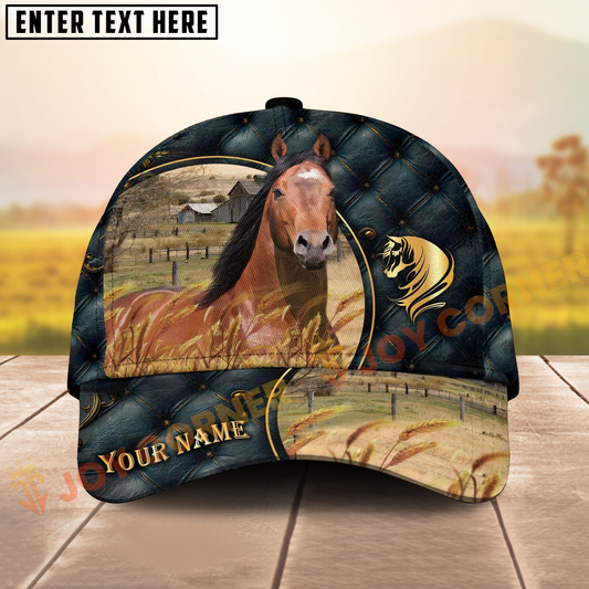 Joycorners Horse Luxurious Patterns Opulent Background Personalized Name Cap (8 Breeds)