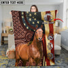 Joycorners Horse Rustic Leather Farm Landscape with Gold Frame Personalized Name 3D Blanket (8 Breeds)