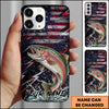 Joycorners Fishing USA Flag Splash Patriotic Art Personalized Name Phone Case (10 Fish Species)