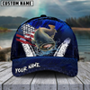 Joycorners Fishing Dark Blue Scratch American Flag Pattern Sport Pattern Personalized Name 3D Cap (11 Breeds)