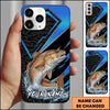 Joycorners Fishing Electric Blue Arrow Pattern Splash Personalized Name Phone Case (10 Fish Species)