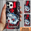 Joycorners Fishing Red Black Abstract Lightning Splash Personalized Name Phone Case (10 Fish Species)