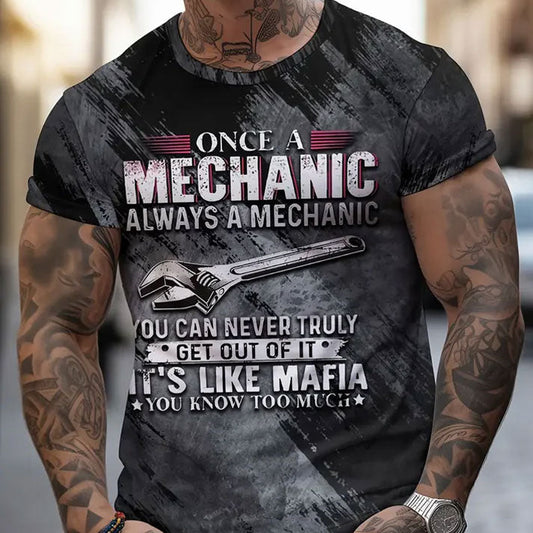 Joycorners Once A Mechanic Always A Mechanic Shirt Funny Printed Vintage Mechanic Unisex T Shirt PT2609
