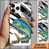 Joycorners Fishing Black White Abstract Brush Strokes Personalized Name Phone Case (10 Fish Species)