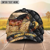Joycorners Horse Black Leather Luxury Gold Pattern Personalized Name Cap (8 Breeds)