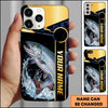 Joycorners Fishing Black Gold Tech Frame Water Splash Personalized Name Phone Case (10 Fish Species)
