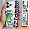 Joycorners Fishing American Flag Patriotic Water Splash Personalized Name Phone Case (10 Fish Species)