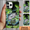 Joycorners Fishing Neon Green Honeycomb Water Splash Personalized Name Phone Case (10 Fish Species)
