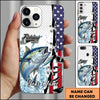 Joycorners Fishing American Flag Patriotic Water Splash Personalized Name Phone Case (10 Fish Species)