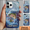 Joycorners Fishing Ocean Wave Patriotic Camouflage Personalized Name Phone Case (10 Fish Species)