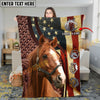 Joycorners Horse Rustic Leather Farm Landscape with Gold Frame Personalized Name 3D Blanket (8 Breeds)