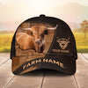 Joycorners Leather Pattern Personalized Name & Farm Name Cattle Cap (10 Breeds)