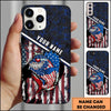 Joycorners Fishing Patriotic USA Flag Honeycomb Tech Style Personalized Name Phone Case (10 Fish Species)