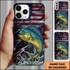 Joycorners Fishing USA Flag Splash Patriotic Art Personalized Name Phone Case (10 Fish Species)
