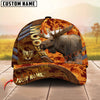 Joycorners Hunting Cap Orange Camo With Golden Line Personalized Name 3D Cap (Deer/Moose/Elk/Boar)