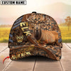 Joycorners Hunting Cap Brown Camo With Golden Line Personalized Name 3D Cap (Deer/Moose/Elk/Boar)