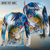 Joycorners Freshwater Fish Fishing Water Splash Scale Pattern Personalized Name, Team Name Long Sleeve Shirt (6 Breeds)