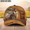 Joycorners Jesus Embracing Horse Farm Scene Western Leather Art Personalized Name Cap (8 Breeds)