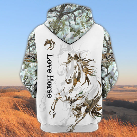 Joycorners Love Horse White 2 Custom Name 3D Shirts