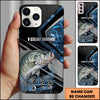 Joycorners Fishing Blue Smoke Splash Tech Style Personalized Name Phone Case (10 Fish Species)