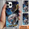 Joycorners Fishing Blue Honeycomb Splash Art Personalized Name Phone Case (10 Fish Species)