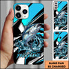 Joycorners Fishing Blue Black Geometric Lightning Splash Personalized Name Phone Case (10 Fish Species)