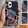 Joycorners Fishing Patriotic USA Flag Honeycomb Tech Style Personalized Name Phone Case (10 Fish Species)