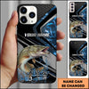 Joycorners Fishing Blue Smoke Splash Tech Style Personalized Name Phone Case (10 Fish Species)