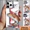Joycorners Fishing Patriotic Paint Splash Water Effect Personalized Name Phone Case (10 Fish Species)
