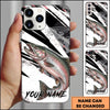 Joycorners Fishing Black White Abstract Brush Strokes Personalized Name Phone Case (10 Fish Species)