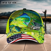 Joycorners Fishing Fishing Make Me Happy Skinfish Flag Of US Sport Pattern Personalized Name 3D Cap (11 Breeds)