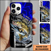 Joycorners Fishing Dynamic Blue Geometric Splash Art Personalized Name Phone Case (10 Fish Species)