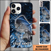 Joycorners Fishing Blue Grunge Splash Effect Personalized Name Phone Case (10 Fish Species)