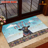 Joycorners Happy 4th of July Cow with USA Scarf Fireworks Personalized Name 3D Doormat (8 Breeds)