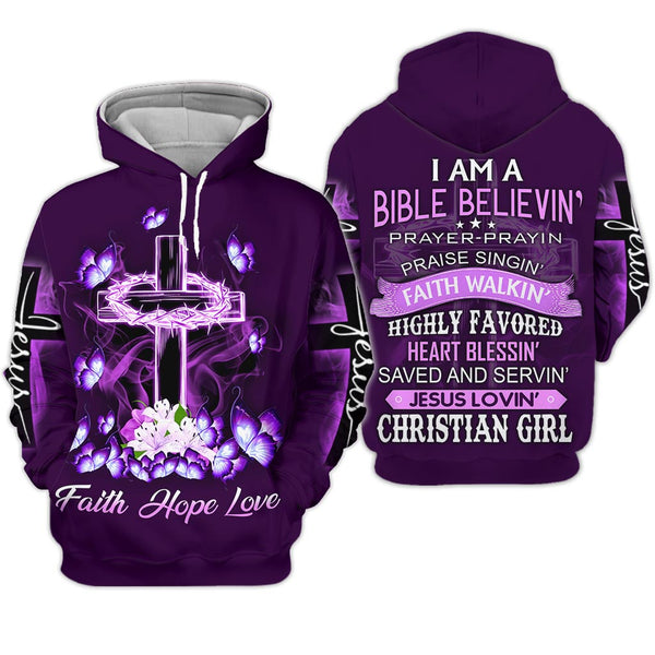 Joycorners I Am A Bible Believe Cross Butterfly Jesus 3D Shirt