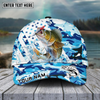 Joycorners Fishing Blue White Seawwave American Flag Pattern Sport Pattern Personalized Name 3D Cap (11 Breeds)