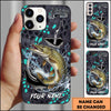 Joycorners Fishing Hexagon Tech Pattern Hook Icon Water Splash Personalized Name Phone Case (10 Fish Species)