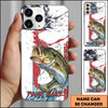 Joycorners Fishing Patriotic Paint Splash Water Effect Personalized Name Phone Case (10 Fish Species)